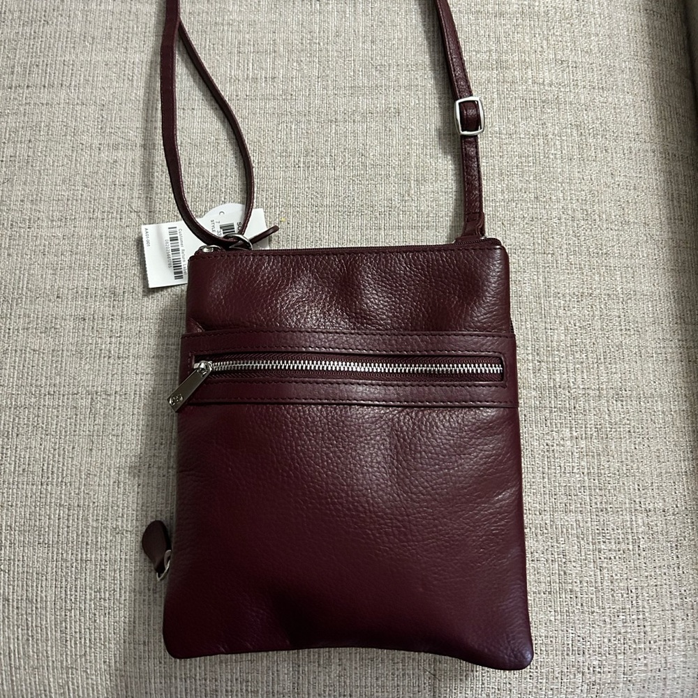 Giani Bernini Burgandy Leather Crossbody Bag